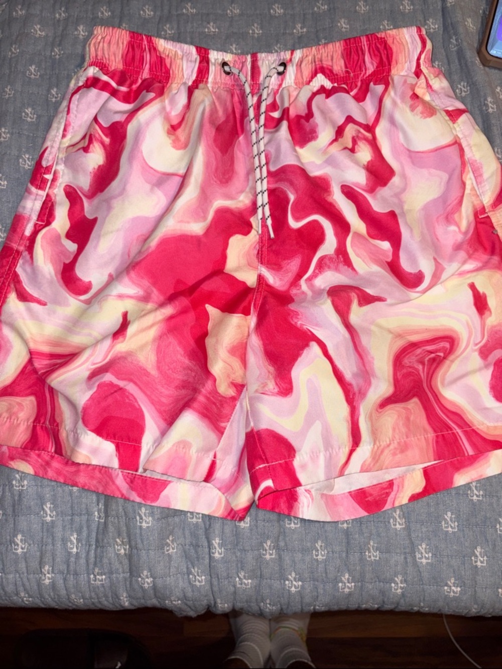 SHEIN Men’s Pink Marble Swim Trunks